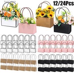 Gift Wrap Waterproof Flower Gift Bags Handled Flower Box for Arrangement Rectangle Bouquet Gift Box Florist Supplies for Wedding Christmas T240309