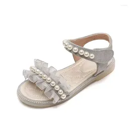 Sandals Girls' Shoes 2024 Summer Children's Soft-soled Little Girls Pearl