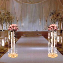 Vases 2Pcs 23.6/35.4inch Height Luxury Gold Vase Metal Flowers Stand Display Table Centrepiece For Party Wedding Decor L240309