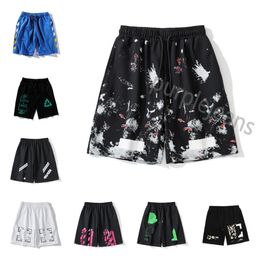 DesignerMens Shorts Summer Running off Men Casual Jogging Sport Short Pants Wave Pattern Solid Colour Drawstring Loose Dry Gym Sports white