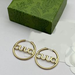 2023-Large hoop earrings brand designer classic 18K gold-plated brass material letter earrings pendant earring ladies fashion simp219j