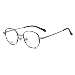 Sunglasses Frames Pure Titanium Glasses Rim Lightweight Retro Casual Style Two-Color Electroplating Simple Stylish Frame L5333