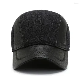 Ball Caps 2024 Winter Thicken Warm Ear Protectors Cold Proof Earmuff Hat Baseball For Men Novelty Men's Snapback Leather Cap