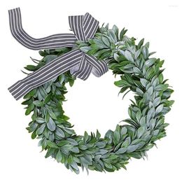 Decorative Flowers Wreath Front Door Wedding Leaf Home Decor Bow Tie Ornament Garland For Wreaths Plastic Outdoor Fake Leaves