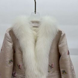 2023 New Chinese Style High-End Fur Women's Goose With Button Embroidery Mink Winter Short Down Jacket 762192