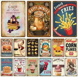 Metal Painting Wall Art Decor Fast Food Metal Sign Plaque Vintage Tin Sign Iron Painting For Party Area Kitchen Shop Restaurant Cafe Diner Bar T240314