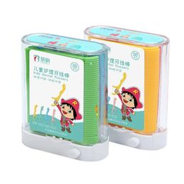 Kids Dental Floss Picks Automatic Dispenser 88 Count Cute Fun Colorful Animal Shaped Toothpicks Children Tooth Clean Oral Care 240309