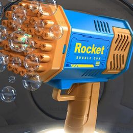 Gun Toys 1 bubble gun rocket hole soap bubble machine Christmas gift gun shape automatic blower with light T240309