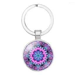 Keychains Retro Mandala Pendant Flowers Colourful Fashion Keyring Yoga Vintage