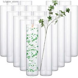 Vases Flower Vase 24 Pcs Glass Cylinder Vases Bulk Hurricane Candle Holder Floating Candle Holders Clear Glass Table Vases Home Decor L240309