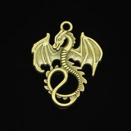 36pcs Zinc Alloy Charms Antique Bronze Plated dragon loong Charms for Jewellery Making DIY Handmade Pendants 34 26mm231S