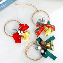 Decorative Flowers Merry Christmas Wreath With Bell Tree Door Hanging Garland Wall Ornament Year 2024 Navidad Decoration