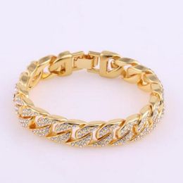 Europe United States big selling 14K gold men's water diamond bracelet293q