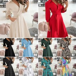 Dress Women Summer Long Sleeves Boho Floral Maxi Dress Lady Vintage Chic Cocktail Party Evening Summer Beach Sundress S2XL