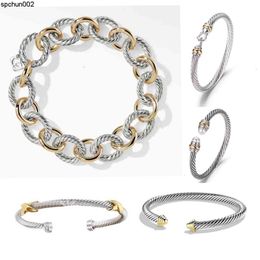 Dy Twisted Bracelet Classic Luxury Bracelets Designer for Women Fashion Jewellery Gold Silver Pearl Cross Diamond Hip Hot Party Wedding Gift Wholesale Qjp6