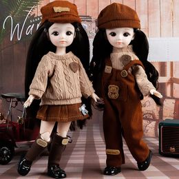 3D Simulation Eyes Makeup Face 30cm BJD Hinge Doll and Clothing Set with Multiple Movable Joints Toy Childrens Birthday Gifts 240223