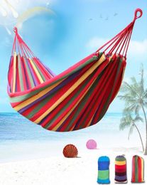 Portable Outdoor Hammock Garden Sports Home Travel Camping Swing Canvas Stripe Hang Bed Hammock Red Blue 280 x 80cm2012082
