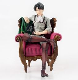13cm Anime Attack on Titan Levi Rivaille Rival Ackerman Sofa Solider Levi Sleeping Chair Ver PVC Action Figure Model Toy Gift Q056262068