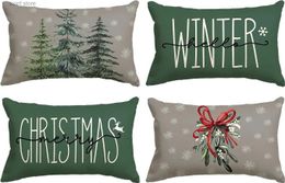 Pillow Case Color Life Merry Christmas Tree Hello Winter Green case Holiday Cushion Cover Sofa Decorative Lumbar case T240309