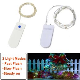 2M 20LEDs String Light CR2032 Battery Operated LED Lights 3 Mode Flash Mini Silver Wire Lamp Decoration Christmas Halloween Wedding Party LL