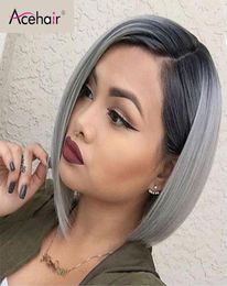 Acehair Ombre 1b grey Bob Wig 13x4 Short Bob Wigs Brazilian Straiight Lace Front Human Hair Wig Remy Hair For Black Woman4513900