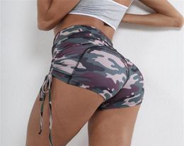 Girl Women Sexy Yoga Outfit Camo Printed High Waisted Workout Leggings Bandage Yoga Pants Spandex Shorts Running Shorts with Strin3125740