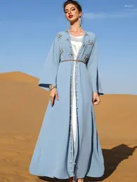 Ethnic Clothing Ramadan Eid Fashion Muslim Dress Silky Soft Robe Musulmane Abaya Elegant Arab Worship Service WY1464