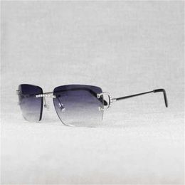 2024 Luxury Designer Men's Luxury Designer Women's Sunglasses Rhinestone Wire Rimless Oval Men Stone Metal Frame Square Shades Women Summer Club Oculos Eyewear