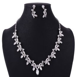 High Quality Luxury Bridal Crystal Jewelry Sets Wedding Bridal Accessories Necklace Earrings Sets 2416