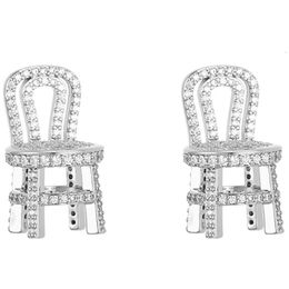 Fashion Austria Crystal Chair Shape Earring CZ Crystal Stud Earrings Jewellery For Women Mom Gift 240306