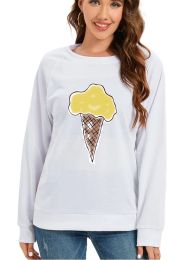 Sweatshirts Seeyoushy Cloud Ice Cream Print 2023 Long Sleeve ONeck Womens Top Casual Harajuku Women's Top 90's Y2K Aesthetic Women's Hoodie