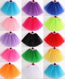 Girls Tutu Skirts Kids Clothes Star Glitter Ballet Fancy Pettiskirt Sequin Stage Dancewear Costume Summer Tulle Princess Mini Dres8531764