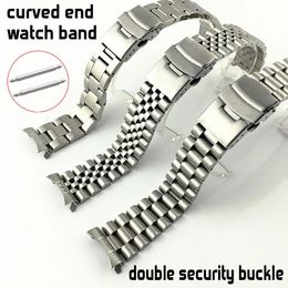 Solid 316L Stainless Steel Watchband 18 19 20 21 22 23 24 26 28 30mm Curved End Watch Band Strap Replacement Wristbands Bracelet 240301