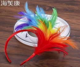 Haimeikang Feather Hairband Fascinator Flapper Headband Mardi Gras Party Head Decor Halloween Festival Accessories3950957