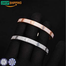 Dropshipping Famous Brands Designer 925 Sterling Silver Fashion Rose Gold Moissanite Diamond Bangle Screw Nail Bracelet Jewellery