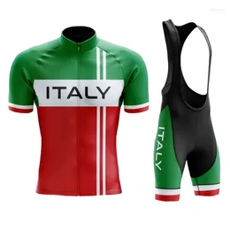 Racing Sets Italy 2024 Summer Men's Short Sleeve Cycling Clothing Mountain Bike Jersey Outdoor Sports Breathable Quick Dry Ciclismo Maillot