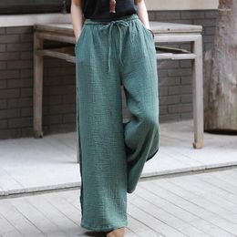 Women's Pants Spring Cotton Linen Pantsplus Size Staight Wide Leg Trousers Patchwork Pantalon Korean Fashion Pink Y2k Clothes