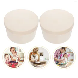 Take Out Containers 2 Pcs Cake Box Wood Carrier Round Holder Birthday Cheese Food With Lids Party Stand