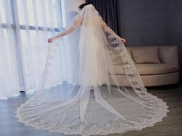 Stunning Wedding Veils Long Formal Sequins Lace Appliques Wedding Headpieces Women Tulle Bridal Veils with Comb4132666