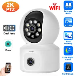 Dual Lens CCTV Wifi PTZ Camera Indoor Home Auto Tracking Wireless Baby Monitor 2 Way Audio Surveillance IP Cam