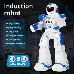 Transformation toys Robots Mechanical Combat Police Early Education Intelligent Robot Electric Singing Infrared Sensor Childrens Remote Control Toys T240309