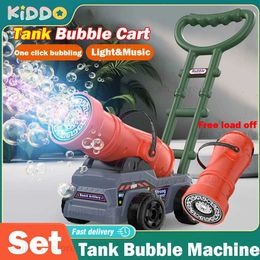 Gun Toys Tank Trolley Bubble Gun Machine Automatic Electric Soap Bubbles with Light Music Outdoor Games Free Loading Childrens Day Gifts T240309