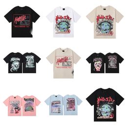 Designer fashion Hellstar World Tour limited 3D glasses printed high-quality brand double cotton casual mens and womens short sleeve T-shirt S-XL nc