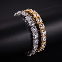 New Trendy Men Bracelets Yellow White Gold Plated Ice Out Full CZ 10MM 7 Inches 8 Inches HipHop Bling Chain Bracelet for Men Nice 242t