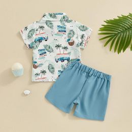 Clothing Sets Toddler Baby Boy Hawaiian Outfit Coconut Tree Print Short Sleeve Button Down Shirt Top And Shorts Set Summer Outfits