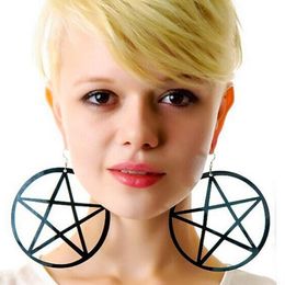 Dangle & Chandelier Trendy Acrylic Big Round Pentagram Drop Earrings For Women Pink Circle Star Pendientes Punk Party Jewellery Gift253f