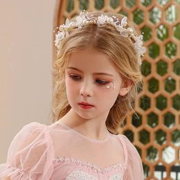 Hair Clips Girls Bridal Pearl Headdress Flower Wreath Bride Garland Head Hoop Headbands Jewelry Children Gifts Wholesale