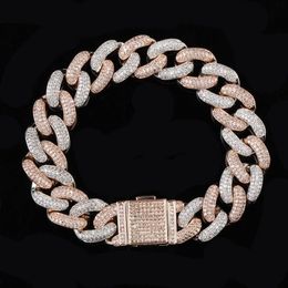 Designer Bracelet Hip Hop Jewelry Iced Out Cuban Link Chain Mens Bracelets Bling Diamond Tennis Love Bangle Snap Button Jewlery Go238T