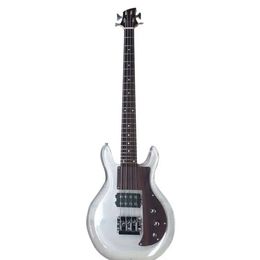 New Transparent Acrylic Electric Bass Guitar, 4 String, Maple Neck, Rosewood Fretboard, 24 Frets, Right-Handed