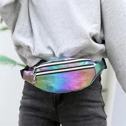 Waist Bags Holographic Fanny Packs Women Sliver Laser Geometric Chest Phone Pouch PU Leather Travel Bum Shoulder